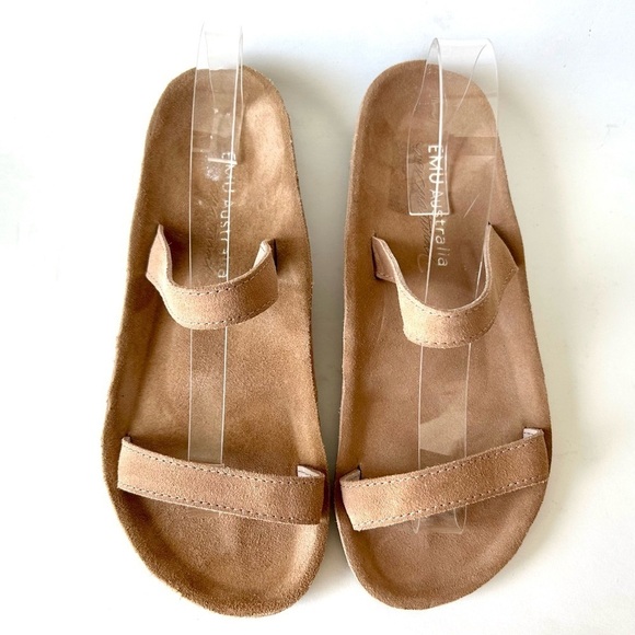 EMU Australia Lorikeet Tan Suede Two Strap Slide Sandal Almond Size 11 - Picture 8 of 11
